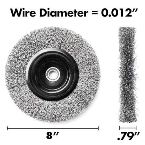 Image of 8 Inch Stainless Steel Wire Wheel for Bench Grinder with 1 /2-Inch and 5 /8-Inch Arbor, 012 inch Stainless Steel Wire