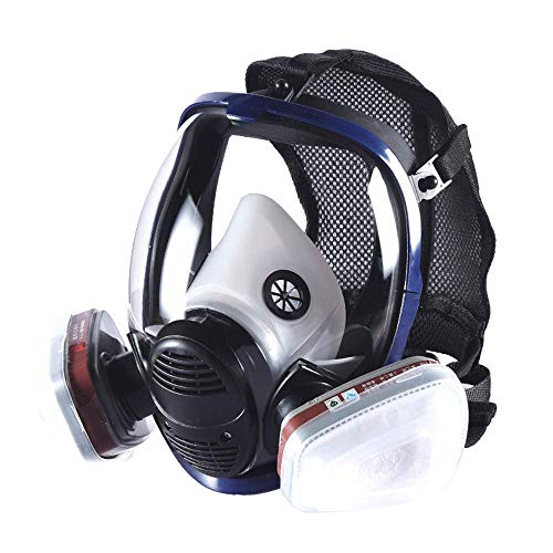 Organic Vapor Full Face Respirator Safety Respirator Face Cover With Visor Protection For Construction Painting Cleaning Formaldehyde polish (6800 Full face respirator+1 Pair 3# )