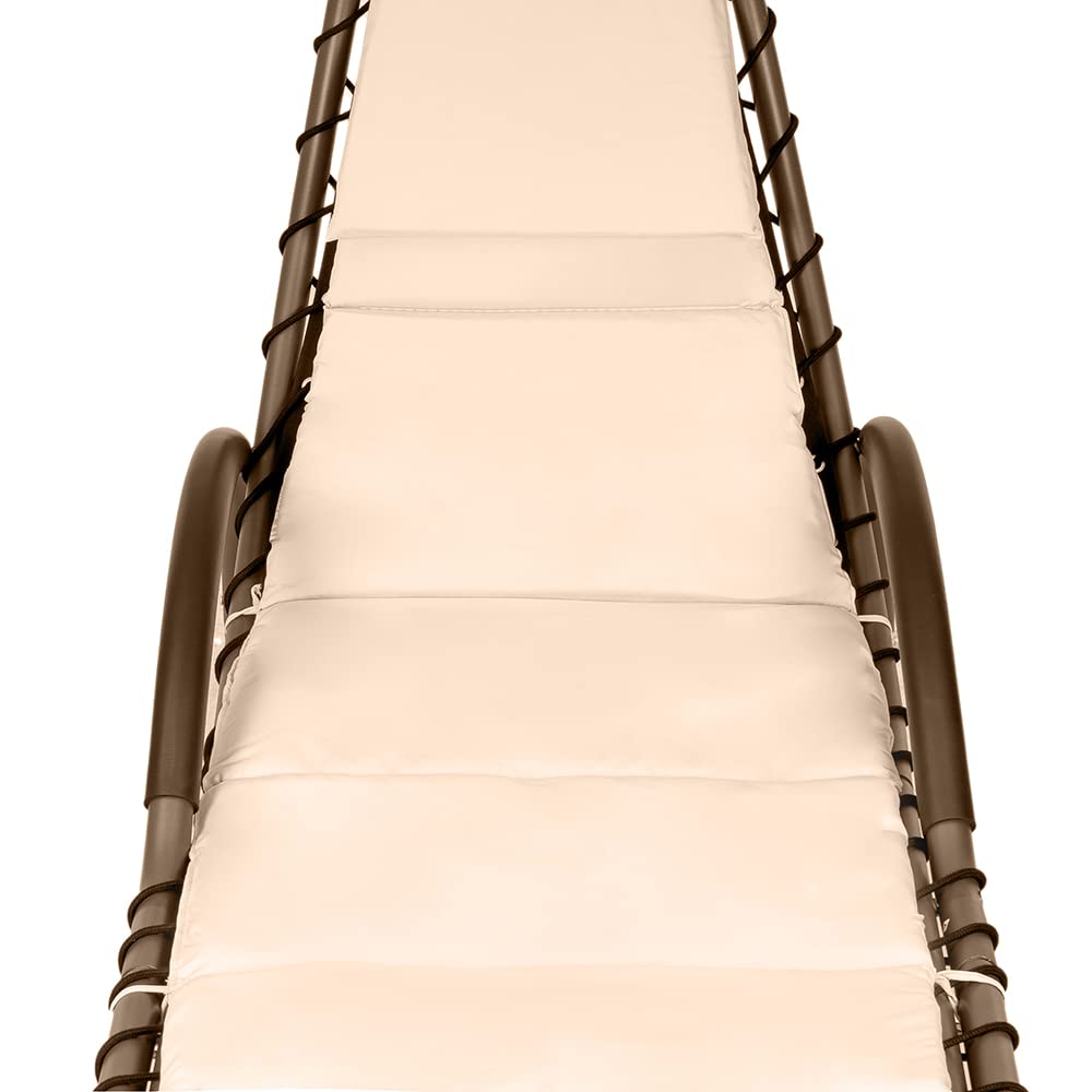 Hortan Lettino Sdraio Prendisole Con Cuscino Imbottito, Seduta Ergonomica, Tetto Parasole e Telaio In Acciaio, Per Arredo Giardino, Terrazzo e Piscina