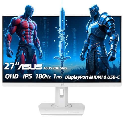 Image of ASUS ROG Strix 27 inch 2K HDR Gaming Monitor - QHD (2560 x 1440), 180Hz, 1ms, Fast IPS, DCI-P3 95%, ELMB, G-Sync Compatible, AI Gaming, DisplayPort & HDMI & USB-C, Height /Tilt /Pivot /Swivel, VESA, White