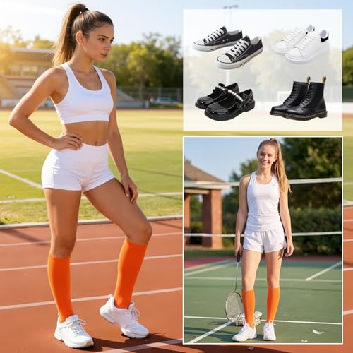 Image of American Trends Womens Athletic Knee High Socks Outdoor Sport Thigh High Stockings Casual Stripes Tube Socks