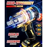 Cordless Impact Wrench - 590Ft-lbs (800N.m) Brushless 1/2 inch Impact Wrench, 3300RPM High Torque Impact Gun, 2x 4.0Ah Battery, Charger & 7 Sockets, Power Impact Wrench for Car Home - Image 2