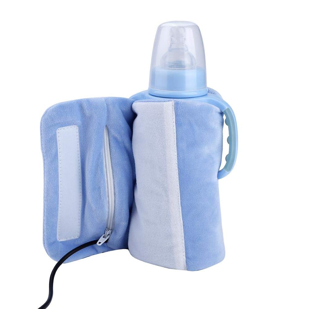 Ubervia Bottle Heated Cover, Crystal Velvet USB Portable Removable Travel Mug Milk Warmer Heater Bottle Heater Feeding Bottle Infant Storage Bag, Safe(Blue)-image-34