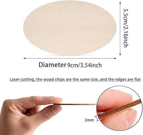 Miniatura 2 de 15 piezas ovaladas de madera con forma de discos de madera para manualidades, manualidades, boda, Navidad, adornos colgantes de regalo, rebanadas de