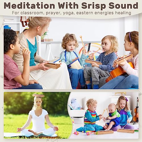 Boao 12 Pieces Meditation Chime, Mindfulness Teacher Hand Bell Chime Musical Percussion Instrument with Mallet Reminder Tools for Prayer Yoga Music Sound Therapy Gift