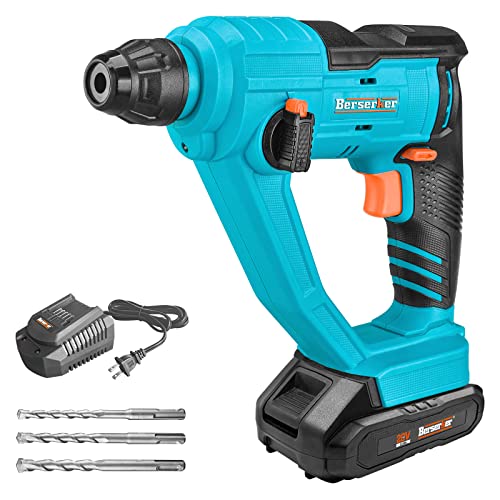 Berserker 20V Cordless 11/16´´ SDS-Plus Rotary Hammer Drill with 2.0Ah Lithium-Ion Battery Operated and Fast Charger, 2 Functions Variable Speed Sub-Compact Rotomartillo-Including 3 Drill Bits