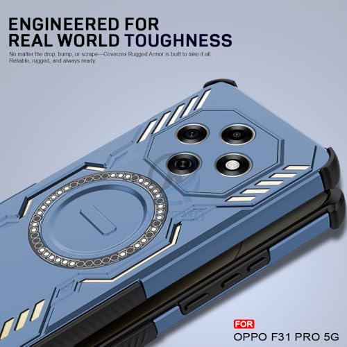 Image of AESTMO Back Case Cover for Oppo F31 Pro 5G | Magnetic Case with Built-in Metal Ring | Compatible with MagSafe Accessories | Shockproof Hybrid (PC + TPU (Blue)