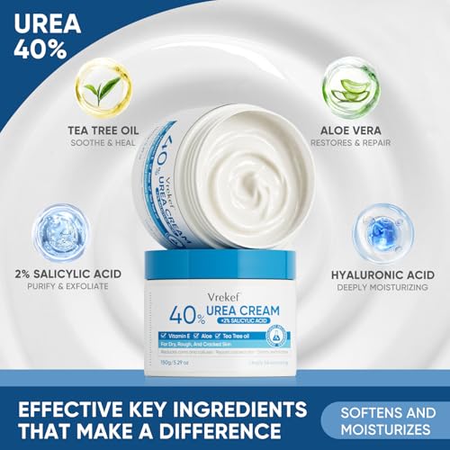Urea Cream 40% Plus Salicylic Acid 2%, Urea Cream 40 Percent for Feet Maximum Strength, Foot Cream for Dry Heels Cracked - Image 3