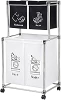 Vista 1 de Carrito clasificador de ropa sucia, cesta clasificadora de ropa sucia con ruedas resistentes con cerradura y 4 bolsas extraíbles, organizador