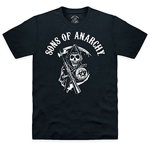 Official Sons of Anarchy - Classic Logo Organic Camiseta, Para hombre, Negro, 2XL