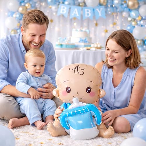 Image of Rozi Decoration Baby Boy Shape Foil Balloon for Naming Ceremony Party Decoration, Cute Sitting Foil Balloon for Baby Shower, Welcome Baby Celebration and Kids Theme Decor (Blue Design) Pack of 1 Pcs