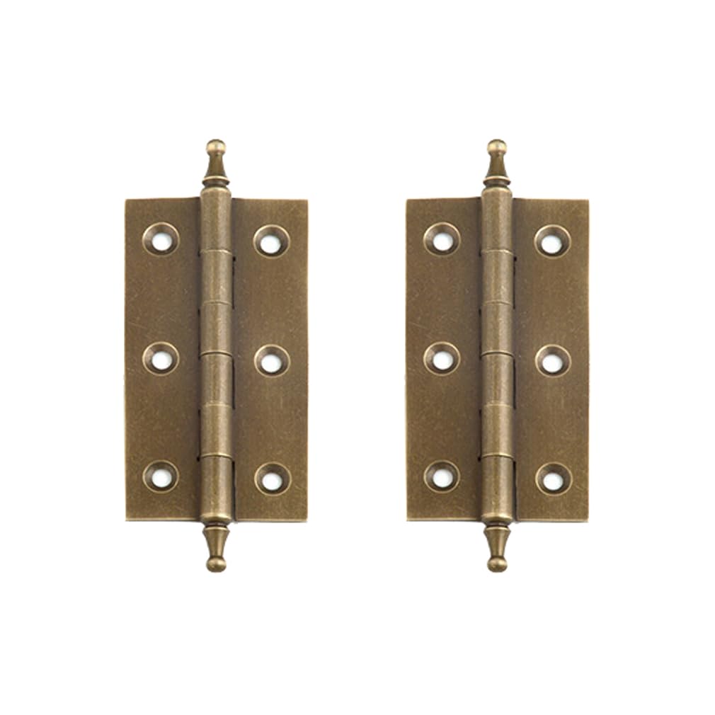 Bronze Cutoop 2Pcs Antique Brass Bearing Hinges Crown Head Internal Doors Bookcase Cabinet Metal Casement Hinge Furniture Accessories (3 Inches)