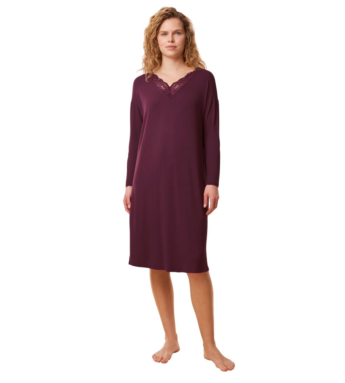 Triumph Women's Deep Burgundy Timeless Sensuality Ndk Lsl Nightgown, 12
