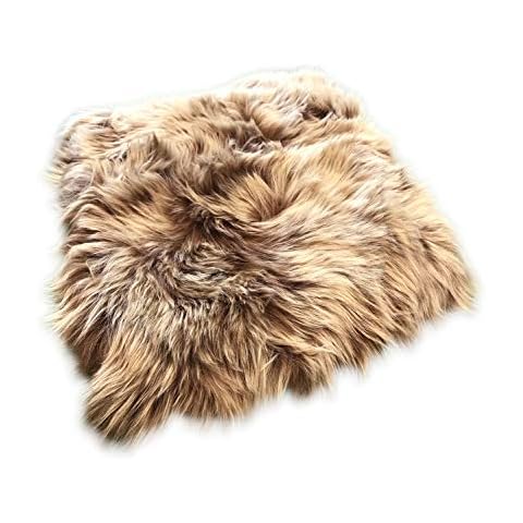 Rohn Moden Sitzkissen echt Lammfell langhaar Sitzauflage Stuhlkissen Rollstuhlauflage Katzenbett Stuhlauflage Cappuccino Cover