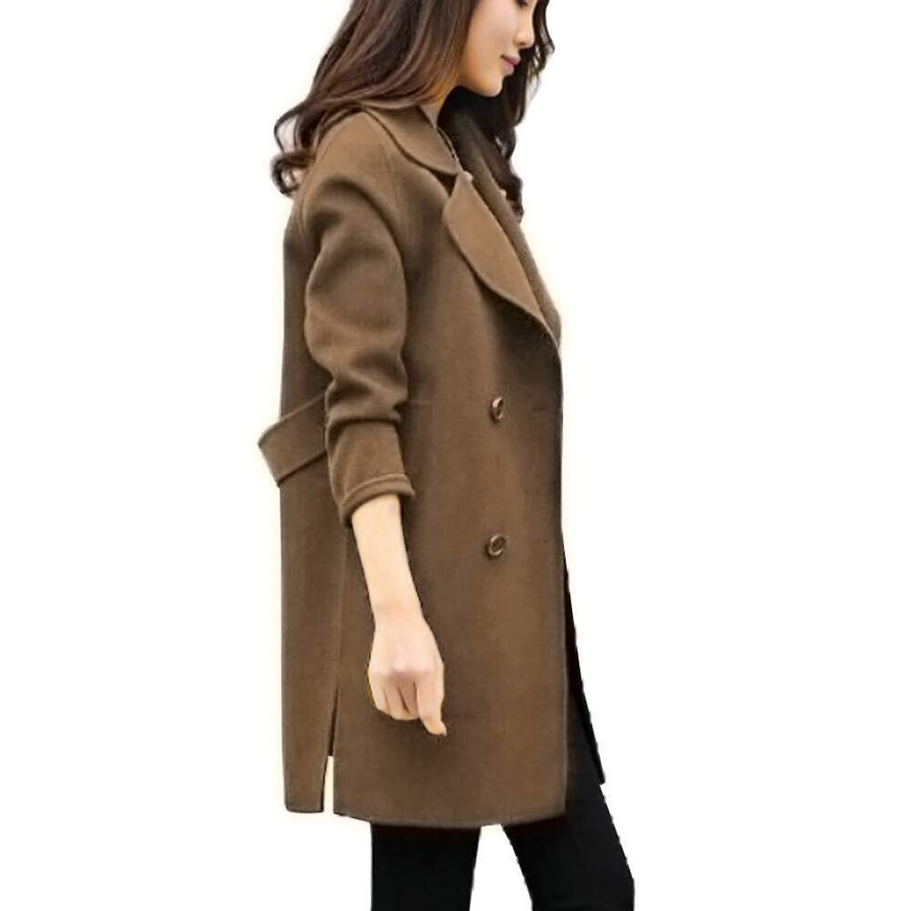 Starryflashing_Women Coat Women Winter Jacket Ladies Solid Long Sleeve Button Autumn Winter Overcoat Cardigan Outwear L brown