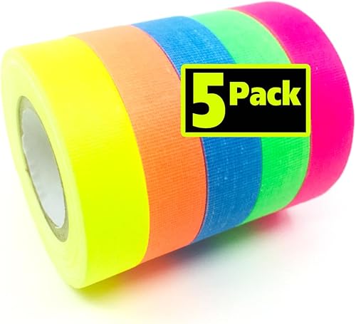 Cinta adhesiva Gaffer Power Spike Tape | Cinta Gaffers fabricada en EE. UU. | 5 colores brillantes de cinta de neón Gaffer | Sin residuos | Marcado