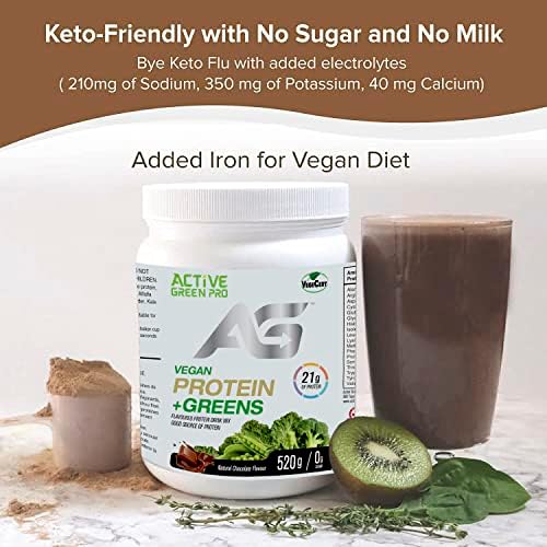 Plant Based Protein Powder: Active Green Pro - Vegan and Ketogenic Friendly, Chocolate Flavour, No Sugar Added, 520g 5 514HHBEYDQL. AC