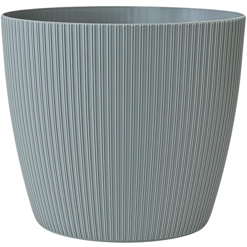 KONZEPT Blumentopf groß, grau, gerillte Struktur 30cm, Übertöpfe für Zimmerpflanzen aus Kunststoff ideal für Wohnzimmer, Küche und Balkon KONZEPT Blumentopf groß, grau, gerillte Struktur 30cm, Übertöpfe für Zimmerpflanzen aus Kunststoff ideal für Wohnzimmer, Küche und Balkon