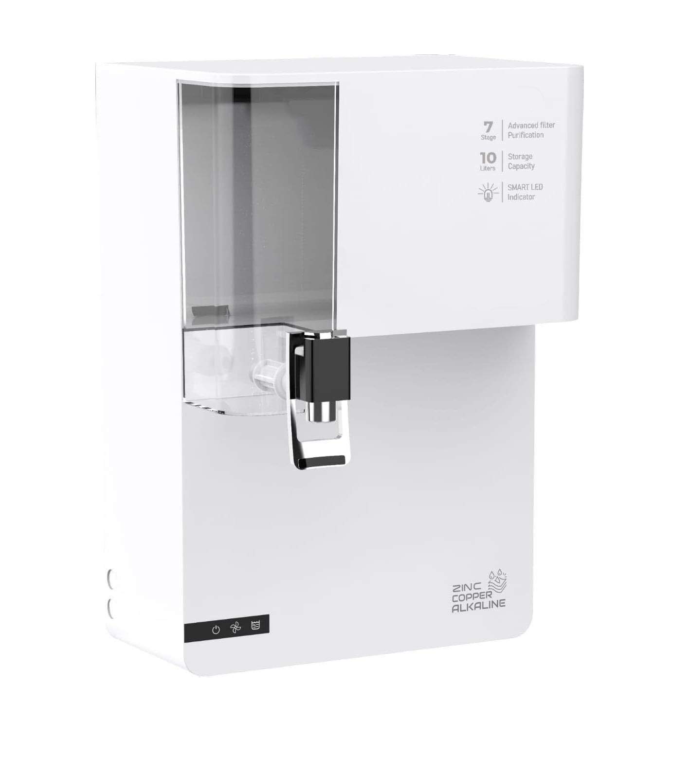 aquafresh™ aqua ooly model | zinc copper infused filtration | alkaline water balancing | 15 l ro + uf + copper + alkaline water purifier | multi-stage water cleaning | white