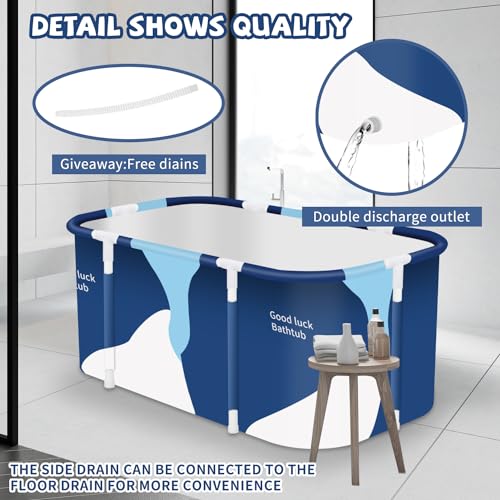 Image of Portable Foldable Bathtub,Foldable Soaking Bathtub for Adults, Freestanding Bathtubs, Hot Bath Tub, Ice Bath, Family Bathroom SPA Tub 47.2x19.7x21.7inch (Milk)