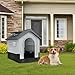 Aufun Haustierhütte Kunststoff Outdoor, Wasserabweisend isoliert Hundehaus Unterschlupf, obuste Hundehütte mit Lüftungsgitter und erhöhtem Boden, Oberlicht,Für draußen und drinnen,79.5x70.5x78cm, Grau