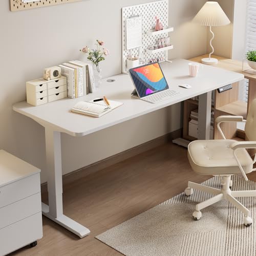Image of Dual Motor Standing Desk Frame, Electric Adjustable Legs, Workstation Desk Base, Sit Stand Desk Frame, 3 Memory Height Settings, with Cable Management Tray, Headphone Hook