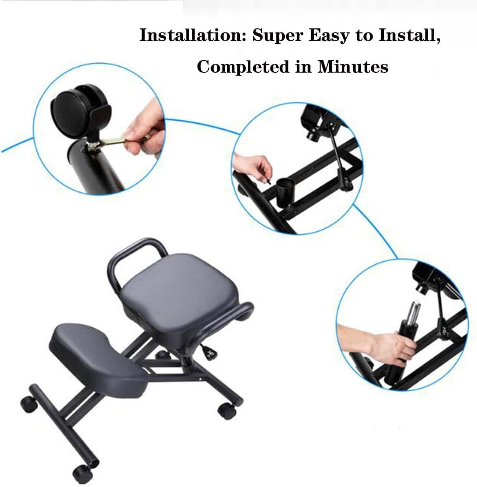 SFKLYU Height Adjustable Anti Hunchback Kneeling Chair, Posture Chair with Wheels and Armrests, Ergonomic Kneeling Chair for Upright Posture Home, Office