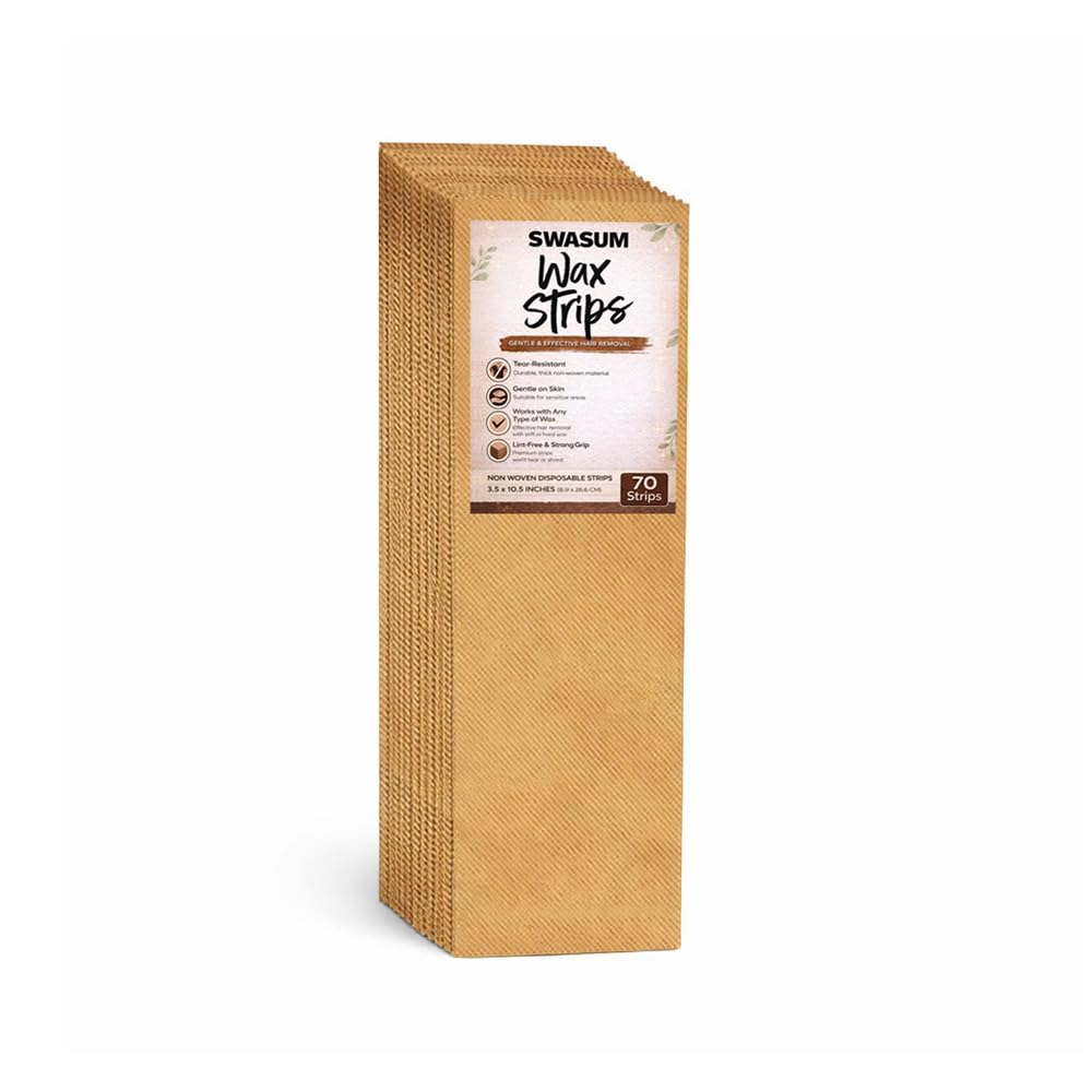 Wax Strips for Women & Men | 70 Pcs Large Non-Woven Hair Removal Strips | Disposable Waxing Sheets for Full Body | Salon Quality Wax Strips for Legs, Arms & Underarms, (Brown)-image-44