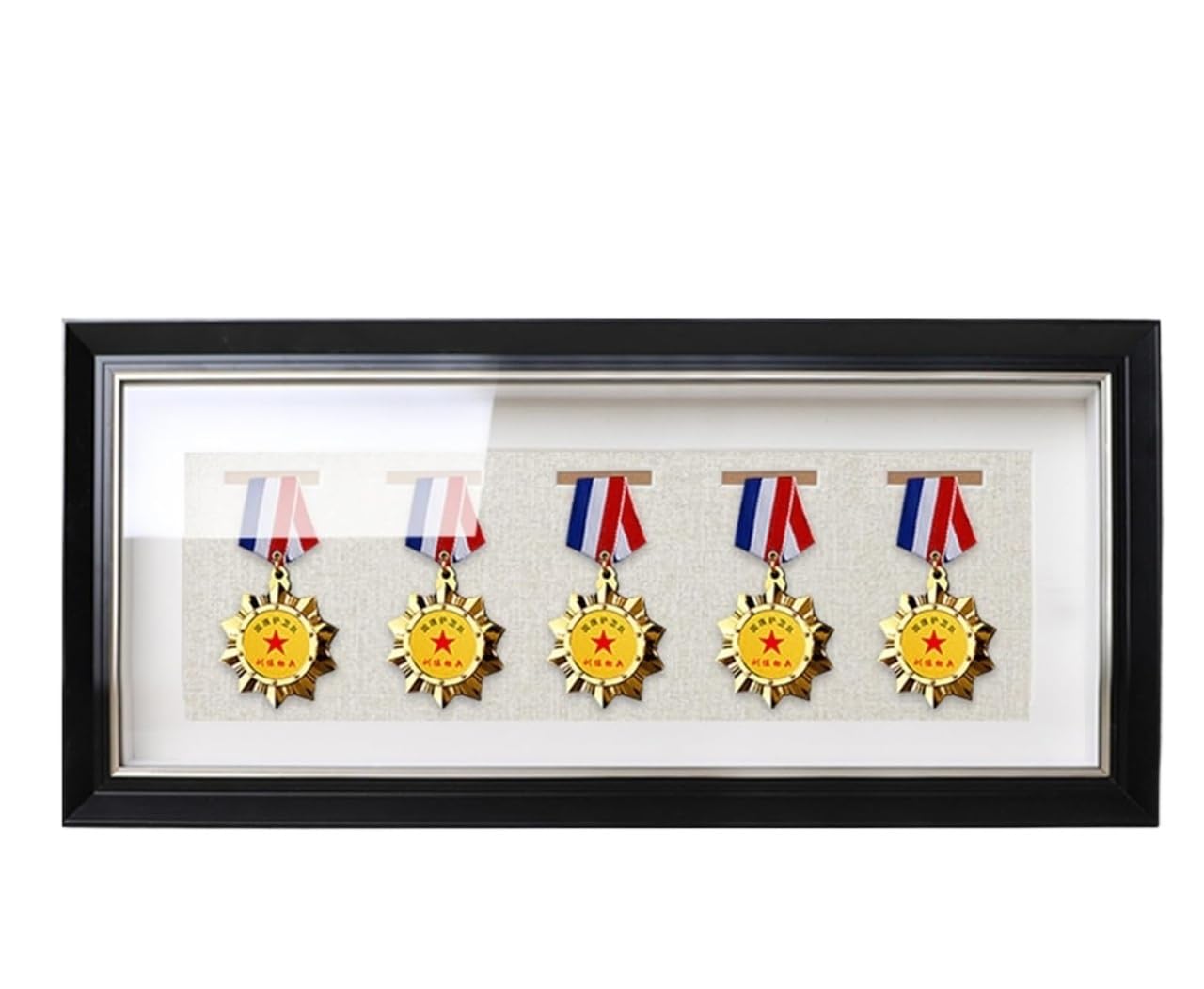 Großer Medaille-Anzeigerahmen, Medaillen-Foto-Präsentationsrahmen, Abzeichen, Medaillen, Gewinner, Schreibtisch und Wand, Schwarz, mehrere Größen(20 inches (5 Medals))