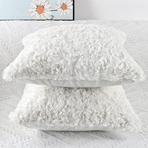 NIULAA Set of 2 Faux Fur Cushion Covers 50x50 cm White Decorative Pillow Covers 20x20 Inches Soft Fluffy Plush Decorative Cushion Cover for Sofa Bedroom Pillow Shell - Cosy Home Interiors NIULAA Set of 2 Faux Fur Cushion Covers 50x50 cm White Decorative Pillow Covers 20x20 Inches Soft Fluffy Plush Decorative Cushion Cover for Sofa Bedroom Pillow Shell - Image 2