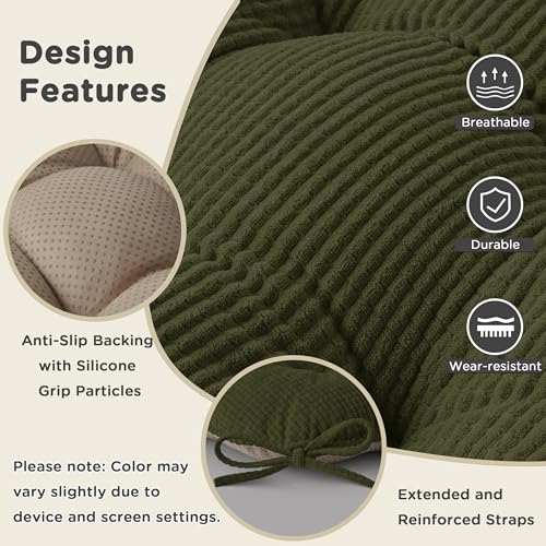Image of AddGrace Dining Chair Cushions Set of 2 Non-Slip Bottom Kitchen Chair Pads with Ties for Indoor Kitchen Furniture Comfy Soft Seat Cushions for Dining Room 18 x 16 x 3inch Cream