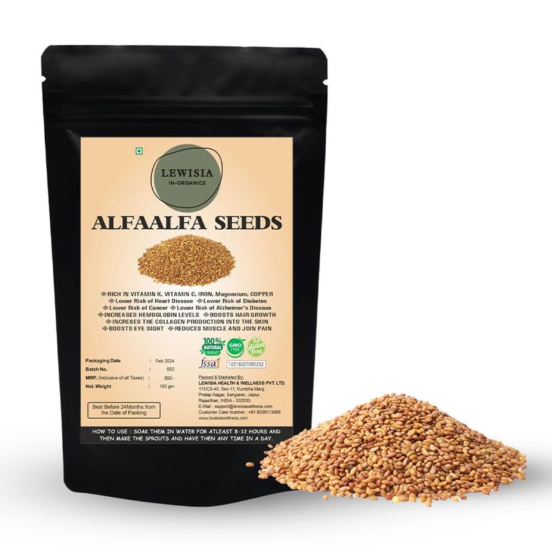 LEWISIA IN ORGANICS Alfaalfa Seed 180g –, Organic Alfalfa Seeds for Sprouting, Rich in Vitamins and Minerals, Ideal for Salads, Smoothies & Healthy Recipes, Boosts Immunity & Wellness (B0CGV1MW5L) Amazon Price History, Amazon Price Tracker