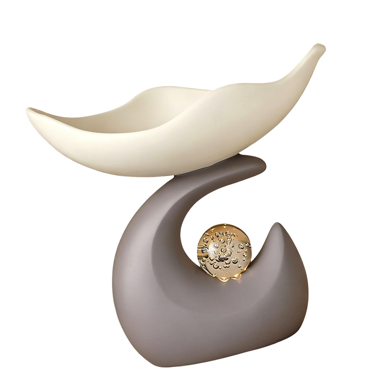 Oxxggkao Holder Tray with Glass Sphere Accent for Keys Jewelry and Small Items Modern Resin Decorative Bowl for Entryway Tabletop and Living Space Gift Worthy Household Item