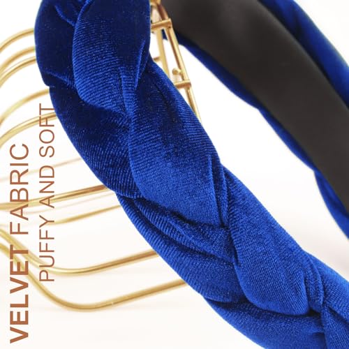 Image of DRESHOW Braided Headbands for Women Velvet Hair Hoop Elastic Criss Cross Hair Bands Accessories