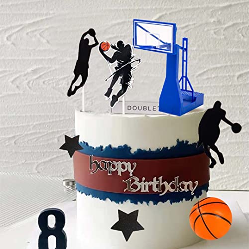 Plastic Basketball Hoop Cake Topper, Basketball Cake Topper With Stars Basketball Balls For Boys Girls Basketball Theme Party Cake Decorations (Star) #TOP3