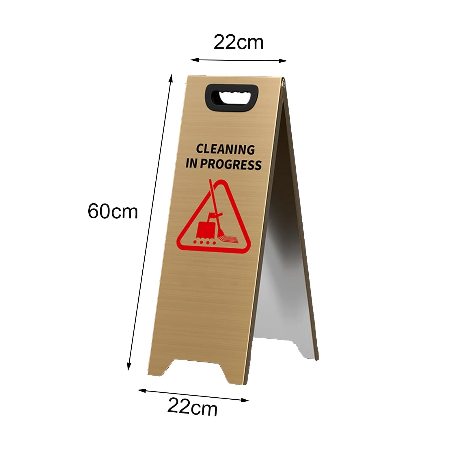 Señal de precaución plegable con marco en A, señal de advertencia de piso mojado de acero inoxidable resistente con mango cómodo, señal de seguridad portátil para uso comercial, público e indu golden