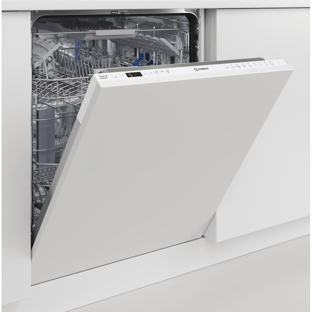 Indesit Lavastoviglie da 60 cm, 14 Coperti, Classe E, Scomparsa totale, Acciaio inossidabile, bianca