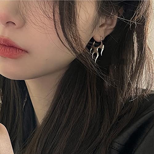 Punk Flame Hoop Earrings for Women Minimalist Dangle Drop Huggie Hoops Statement Earrings Small Hoop Christmas Ear Jewelry Gifts Hypoallergenic3