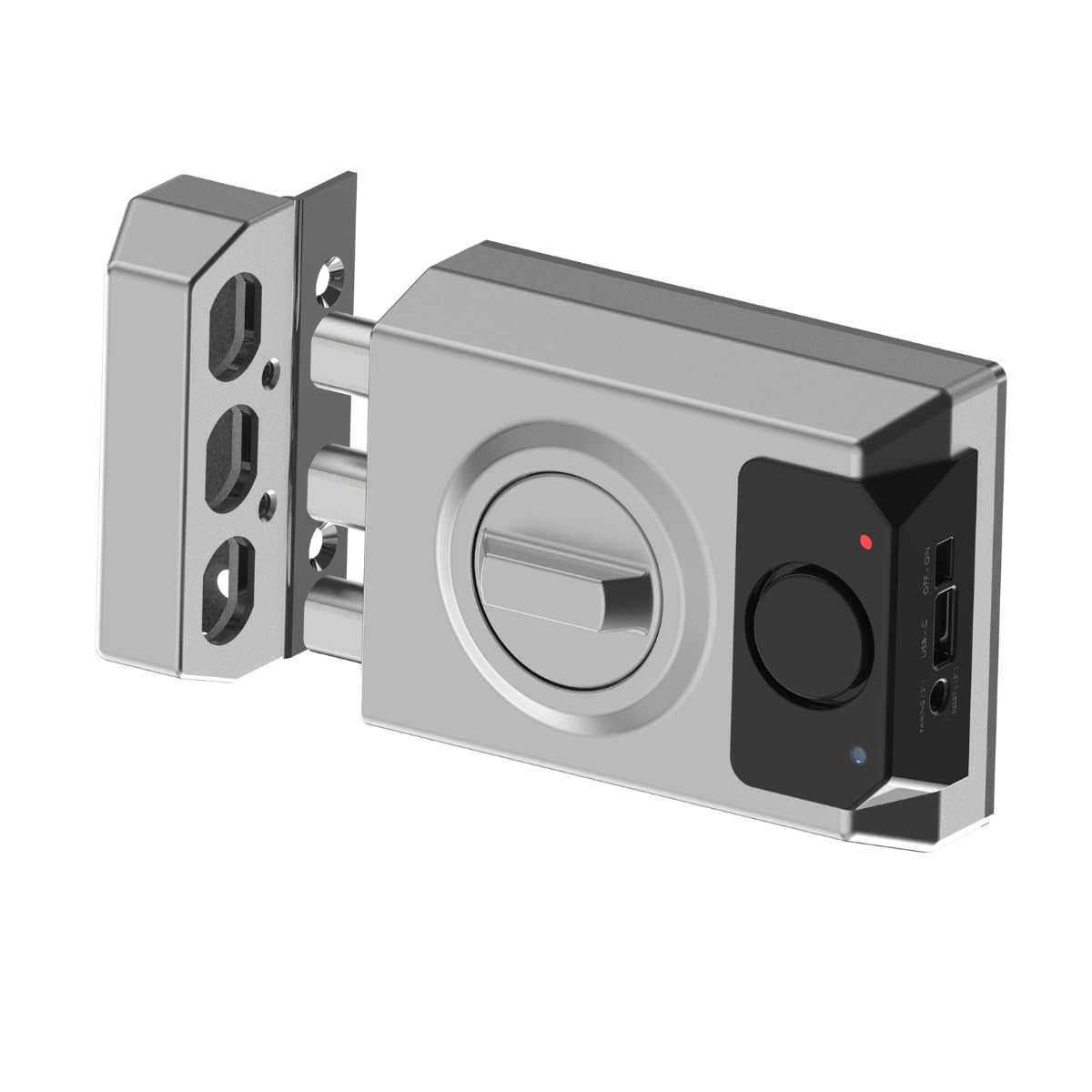 Lince SMARt7930 Cerradura inteligente para puerta – Cerrajo con alarma de 100 dB, control por aplicación, control remoto y llave reversible de alta seguridad – Recargable por USB-C – Color Oro