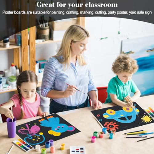 Image of 18 Pcs Black Poster Board Paper 14x18, ROOKEA Vision Boards Posterboard Bulk for School Projects Classroom Arts Craft Presentations Drawing Scrapbooking Blank Graphic Display