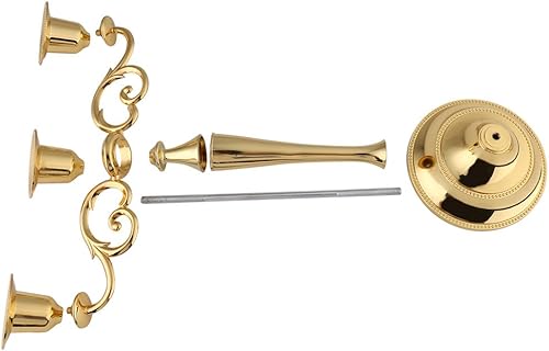 Miniatura 7 de Hilitand Candelabro de metal de 3 brazos Candelabro europeo Candelabro de boda Decoración del hogar (dorado)