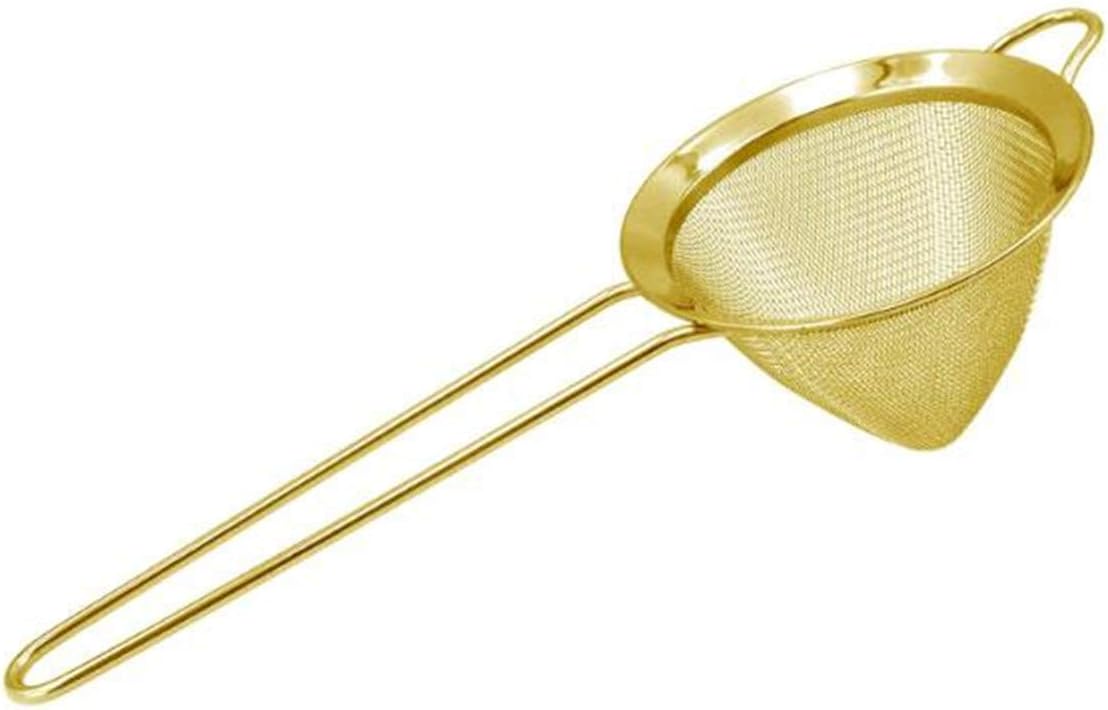 Fine Mesh Cocktail Strainer - Fine Stainless Steel Mesh Strainer for Rice, Flour, Pasta Cocktail Drink Bar Strainers Bartender Bar Tool (Gold)