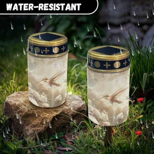 Image of Hummingbird Solar Garden Lights Cemetery Solar Lights Flameless Lamp Led Electronic Candles Outdoor Grave Decoration