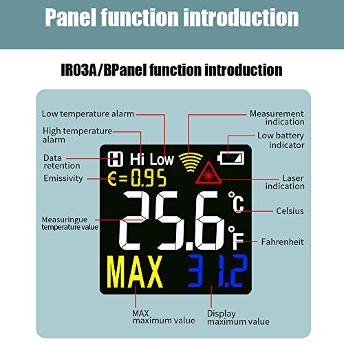 Hosioe -50~600 ℃ LCD digital portátil sem contato termômetro infravermelho Pirômetro de testador de