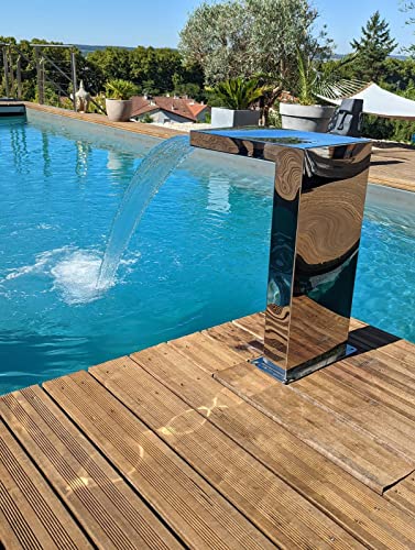 CASCADES-INOX 316 Fontaine Piscine Bassin Modèle Demi Cube Hauteur 70cm