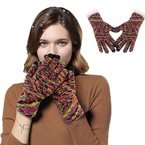 Tomily Unisex Winter Touch Screen Gloves Chenille Knit Texting Thick Gloves for Mens Womens