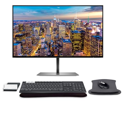 Image of HP Z27u G3 27 Inch 2K QHD Multi-Device Monitor Bundle with USB-C, Bluetooth K375s Keyboard & M585 Mouse, Gel Pads