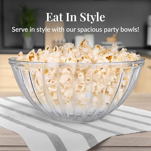 Prestee Clear Plastic Serving Bowls, 48 Oz. 12 Pack - Round Disposable Bowls, Punch, Party, Chip Bowl Containers - for Candy, Salads, Parties, & Serving Food - Large Salad Bowl Dish for Eating - Thumbnail 4