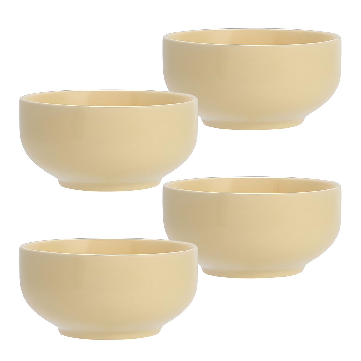 Großes Müslischalen-Set, 400 ml, Suppenschüsseln, mikrowellengeeignet, Reisschalen, Frühstücksschalen, Keramik-Müslischalen (Gelb, 4 Stück)