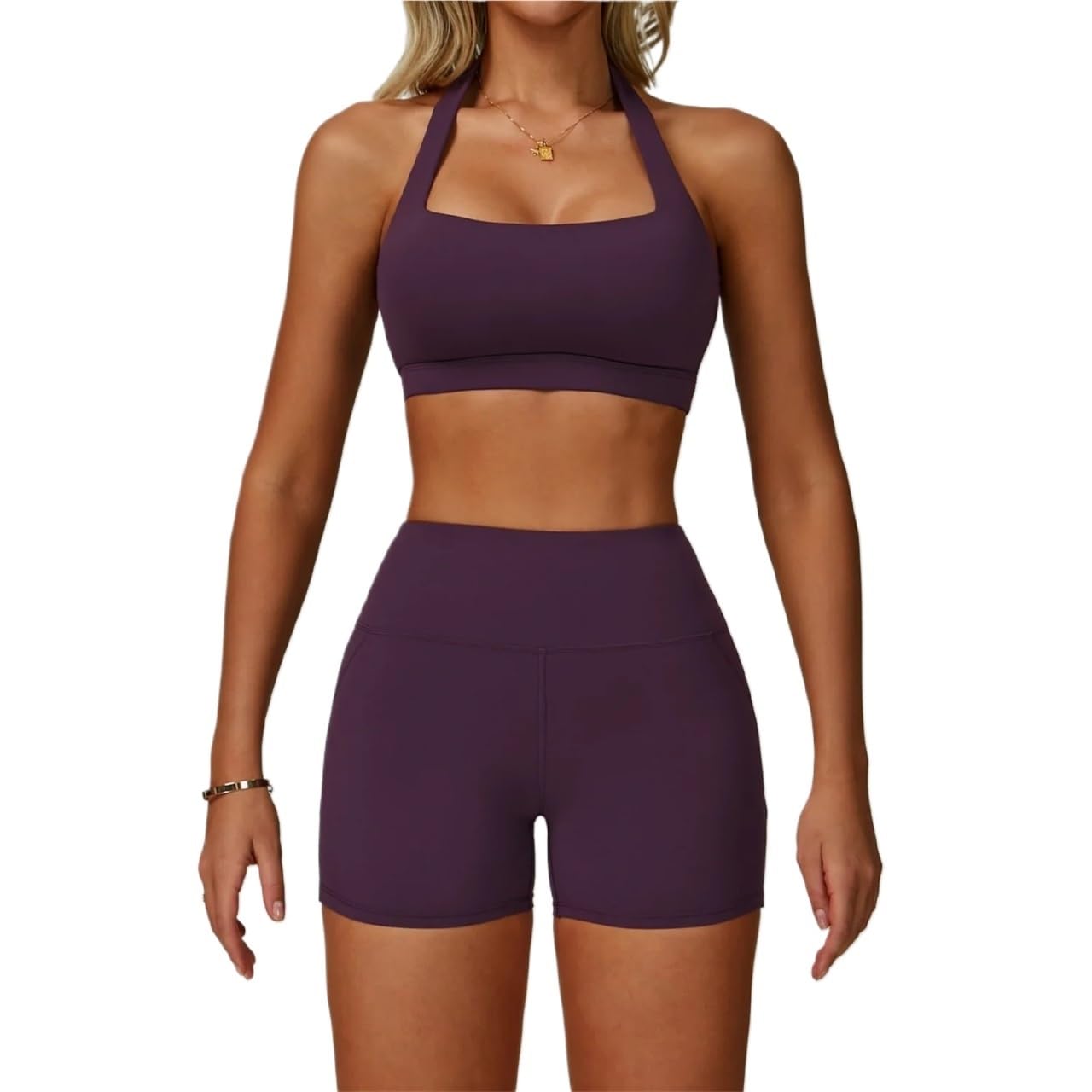 Set da yoga da donna Set da 2 pezzi Tuta donna Abbigliamento fitness yoga sportivo Reggiseno allenamento Leggings a vita alta Palestra